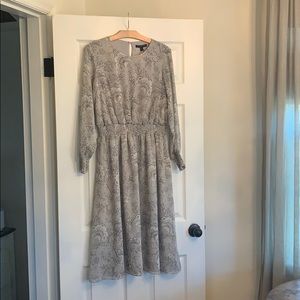 Banana Republic Gray Long Sleeve Midi Dress